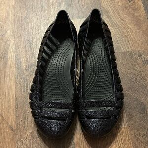 Crocs Navy Blue Glitter Slip On Shoes size 4 girls